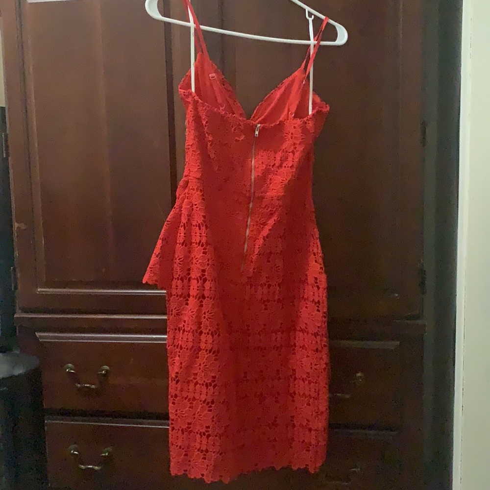 Red Lace Ruffled Dress - Picture 2 of 2